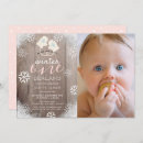 Search for rustic winter onederland invitations Pink