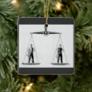 Search for justice is not christmas tree decorations Scales of justice
