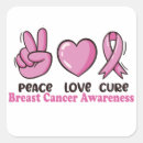 Search for peace love cure stickers Breast cancer awareness
