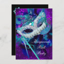 Search for blue masquerade mask invitations Teal