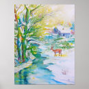 Search for deer watercolor posters Snow