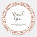 Search for gold damask wedding stickers Thank you
