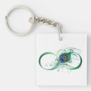 Search for peacock feather square key rings Green
