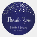 Search for navy blue and silver wedding stickers Thank you