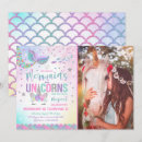 Search for unicorn and mermaid birthday invitations Rainbow