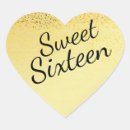 Search for sweet sixteen heart stickers Gold