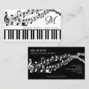 Search for piano teacher business cards Black white
