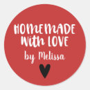 Search for red white stickers Homemade with love