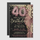 Search for black rose gold 40th birthday invitations Fortieth