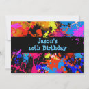 Search for neon paint splatter invitations Paintball