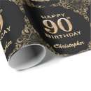 Search for 90th birthday wrapping paper Black and gold