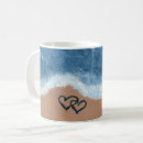 Search for heart in sand mugs Ocean