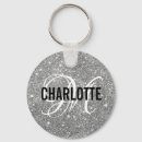 Search for silver monogram names key rings Glitter