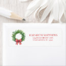 Search for red bow return address labels Christmas wreath
