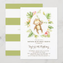 Search for monkey birthday invitations Watercolor