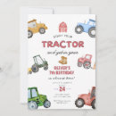 Search for tractor birthday invitations Green and yellow
