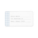 Search for blue gingham return address labels Check