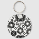 Search for white flower pattern key rings Black and white