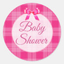 Search for pink plaid baby shower stickers Bow