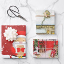 Search for traditional santa wrapping paper Vintage