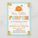 Search for boy pumpkin birthday invitations Blue