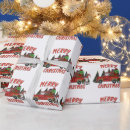 Search for christmas tree on truck wrapping paper Red and white