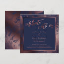 Search for rose gold and navy blue wedding invitations Marble