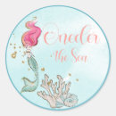 Search for mermaid round stickers Under the sea birthday