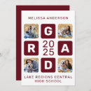 Search for red and white graduation invitations Unique