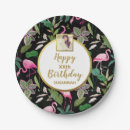 Search for luau paper plates Pink flamingo