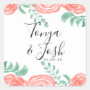 Search for coral wedding stickers Watercolor flowers