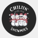 Search for round snowman stickers Santa