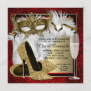 Search for red and gold party invitations Masquerade