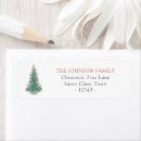 Search for festive return address labels Red green
