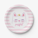 Search for cat birthday plates Pink and gold
