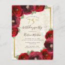 Search for red gold 75th birthday invitations Floral