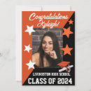 Search for black and orange graduation invitations High school