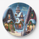 Search for christmas village paper plates Blue