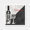 Search for wine bottle napkins Black and white