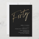 Search for black and gold 40th birthday invitations Simple