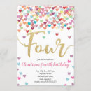 Search for 4th fourth girl birthday invitations Rainbow