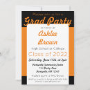 Search for black and orange graduation invitations High school