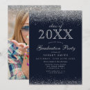 Search for navy blue graduation invitations Silver