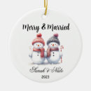 Search for snowman couple christmas tree decorations Winter
