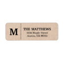 Search for rustic burlap return address labels Monogrammed