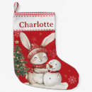 Search for rabbit with a christmas stockings Girl