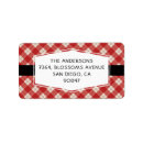 Search for red white check return address labels Elegant