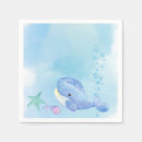 Search for blue whale napkins Watercolor