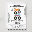 Search for kids monster truck birthday invitations Cars