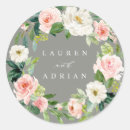 Search for pink and grey wedding stickers Floral wreath